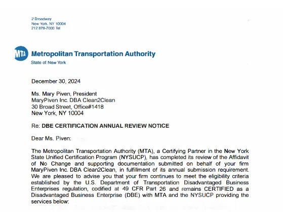 MTA certificate
